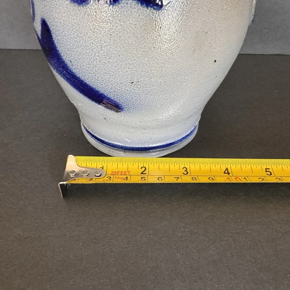 Vintage Westerwald German Gray & Hand Painted Cobalt Blue ~ Salt Glazed Pitcher